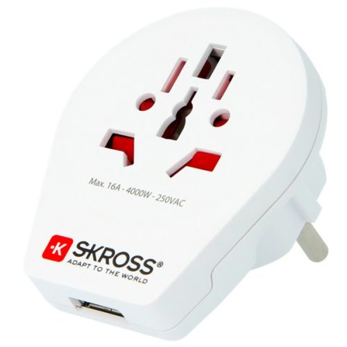 SKROSS 1.500266 World to Europe USB - csatlakozó átalakító európába utazóknak + USB