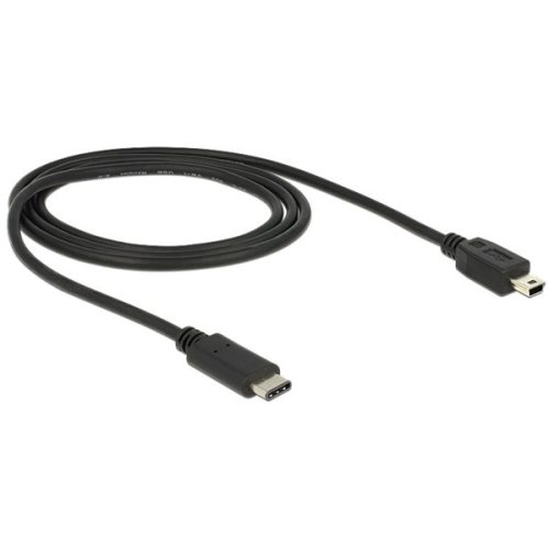 Delock 83603 1m USB Type-C 2.0 apa - USB 2.0 mini-B típusú apa fekete kábel