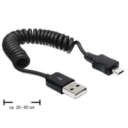 Delock 83162 USB 2.0-A apa > Micro USB-B apa spirál kábel