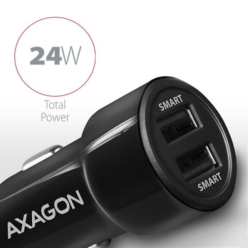 Axagon PWC-5V5 2.4A + 2.4A fekete autós töltő