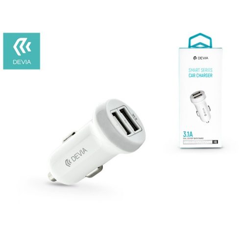 Devia ST330810 Devia Smart dual port USB 3.1A/2xUSB kimenettel fehér autós töltő