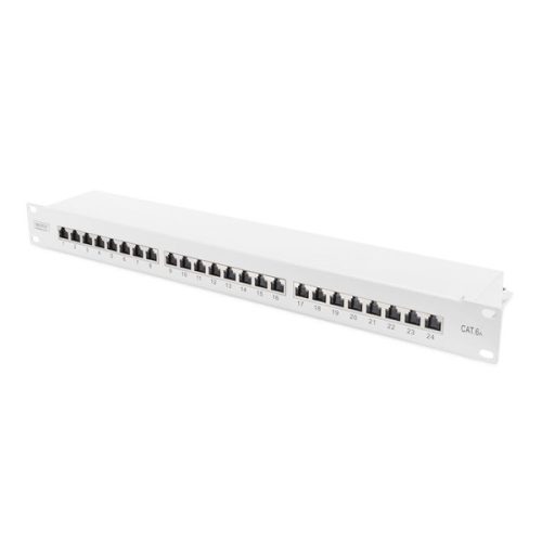 DIGITUS CAT6A 24port 19" 1U kompakt szürke árnyékolt Patch Panel