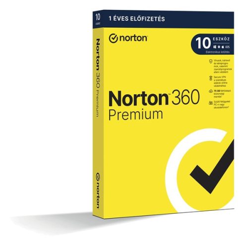 Norton 360 Premium 75GB HUN 1 Felhasználó 10 gép 1 éves dobozos vírusirtó szoftver