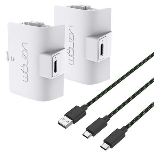 Venom VS2874 Xbox Series S & X fehér magas kapacítású (1100mAh) akkucsomag (2 db) + 3 méter töltőkábel