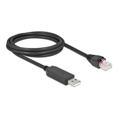 Delock 64161 2m FTDI chipszet USB-A 2.0 apa - RS-232 RJ45 apa soros kapcsolati kábel