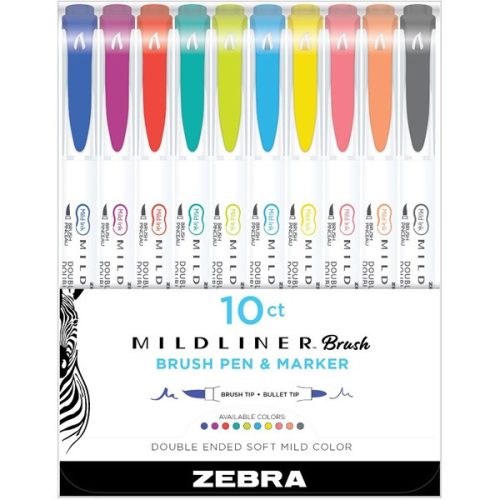 Zebra Mildliner Brush Cool&Refined 10db-os kettős végű ecset marker