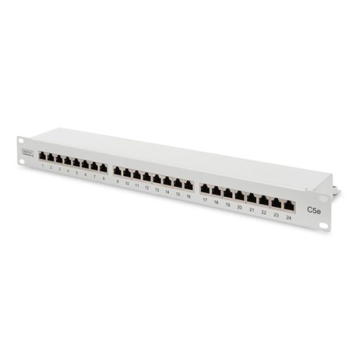 DIGITUS CAT5e 24port 19" 1U szürke árnyékolt Patch Panel