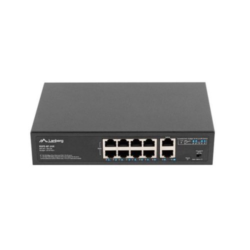 Lanberg RSFE-8P-2GE-120 8x100Mbps PoE+ LAN 2xGbE LAN nem menedzselhető PoE switch