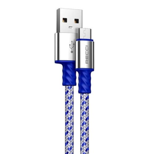 Recci RTC-N33M 2m microUSB textil borítású adat- és töltőkábel