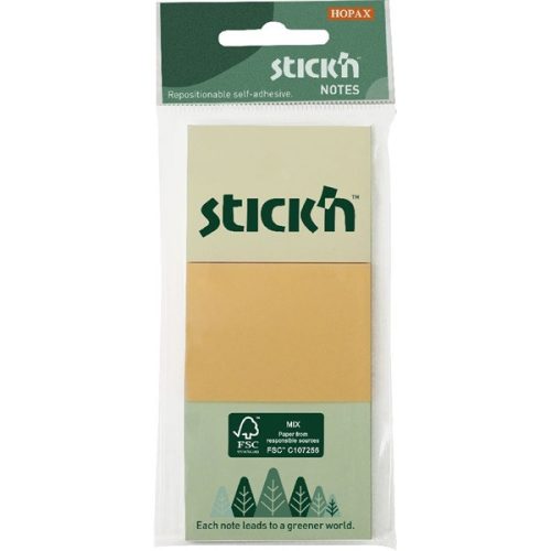 Stick'N 38x51 mm 3x100 lap (3 tömb/csomag) vegyes pasztell színek öntapadó jegyzettömb