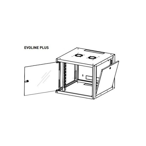 Legrand EVO12U6045P Evoline+ 19" 12U 600x450mm levehető oldallapos üvegajtós egyrészes fali rack szekrény