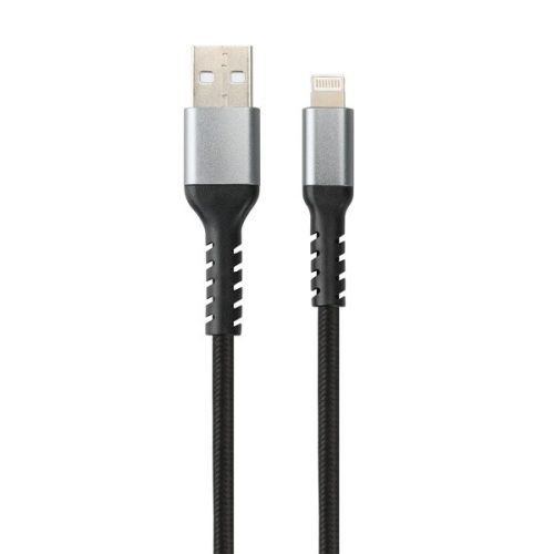 AVAX CB401G STEELY 1,5m 20W USB A-Lightning gyorstöltő sodorszálas acélszürke adat- és töltőkábel