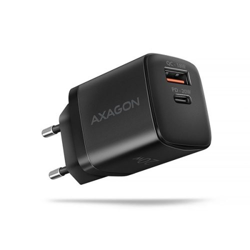 AXAGON ACU-PQ20 QC3.0/AFC/FCP + PD type-C 20W fekete töltő