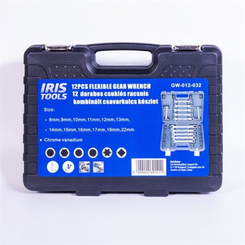 IRIS TOOLS GW-012-032 12 darabos csuklós racsnis kombinált csavarkulcs készlet