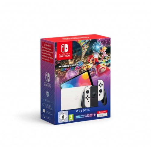 Nintendo Switch fehér OLED játékkonzol + Mario Kart 8 Deluxe + 12hónapos Nintendo Switch Online előfizetés